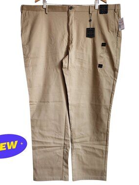 46x32 Khaki Chinos Jos A Bank Cotton Reserve Pants New Flat Front Nwt Tan Khakis